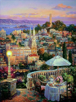 My Balcony cityscape modern city scenes Oil Paintings